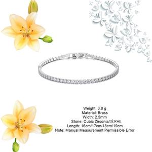 Pulsera de tenis de moissanita delicada de 2.50mm al por mayor, pulsera de diamantes redondos de 2.5mm con baño de oro para bodas, fiestas o regalos - Product Image 4