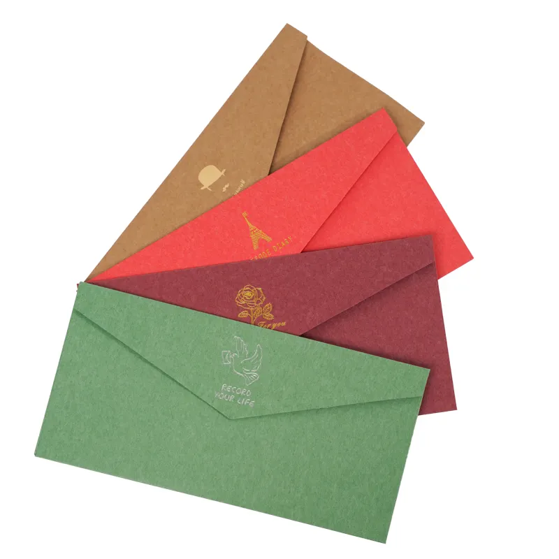 Lipack पर्यावरण के अनुकूल छोटे मेलिंग कागज लिफाफा पैकेजिंग मिनी गर्म मुद्रांकन ब्राउन क्राफ्ट पेपर उपहार लिफाफा