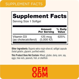 90 unidades sin gluten en aceite de oliva prensado en frío vitamina D3 5000iu (125 Mcg) función muscular saludable y apoyo inmunológico - Product Image 6