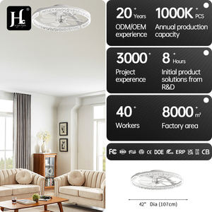 Modern black acrylic 20 inch LED <b>light</b> with <b>remote</b> <b>control</b> <b>ceiling</b> fan, 5-blade AC motor suitable for bedrooms - Product Image 4