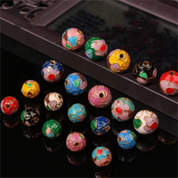 Perles rondes en cuivre cloisonné, filigranes, nouveau style national, émail coloré, faites à la main, pour bracelet DIY, perles en vrac