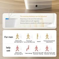 WC intelligent MWD court 58 cm avec bidet intégré, électrique, à poser au sol, avec fonction de lavage frontal pour femmes, idéal pour les petites salles de bain