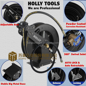 Enrouleur de tuyau d'air à double bras 50ft rétractable 5/16 in Hybrid Hose Heavy Duty Steel Professional Air Compressor Hose Reel 15M Pipe - Product Image 3