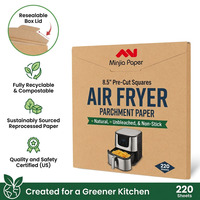 Feuilles de papier personnalisées imprimées pour friteuse à air, non blanchies, antiadhésives, résistantes à la graisse, pour cuiseur vapeur, 8,5 pouces, en vrac, taille personnalisée