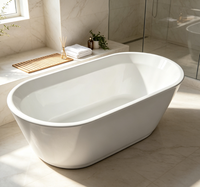 Baignoire de massage moderne autoportante en acrylique de 1500 mm, portable, avec drain central automatique, garantie 5 ans, pour salle de bain