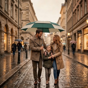 Full Printing Folding Umbrella with Wooden Handle Classic Auto Open Umbrella Compact Travel Umbrella for Business Gift - Product Image 5