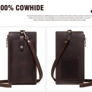 Boshiho - Nueva Bolsa de Hombro de Cuero Genuino para Hombre, Diseño Delgado y Largo, con Cierre de Cremallera, para Teléfono Celular, Tarjetas de Crédito - Product Image 5