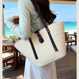 Sac de plage tressé en PU, nouveau, grande capacité, avec fermoir magnétique, pour femme, vente en gros - Product Image 2