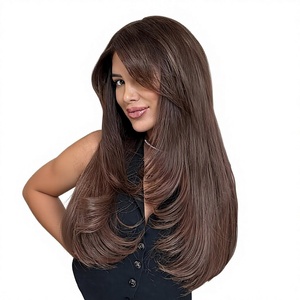 Extensions de cheveux à clipser 100% Remy Lisses 120g 7 pièces Double Trame 18 pouces Brun Foncé Tissages Invisibles Sans Couture pour Femmes - Product Image 1