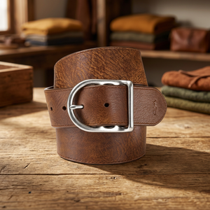 Ceinture en cuir de vache véritable 100% style vintage, motif uni, boucle en acier, longueur personnalisée, impression de logo de marque personnalisée - Product Image 1