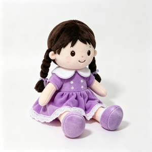 Muñeca de peluche personalizada, juguete de peluche para niña, linda muñeca de peluche, muñeca de trapo suave, muñeca de peluche con vestido morado - Product Image 5