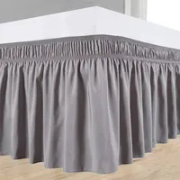 King Queen Full Size grigio impermeabile Hotel Drop Style Home elastico King Size All Ruffle Wrap Around Bed Skirt Bedskirt