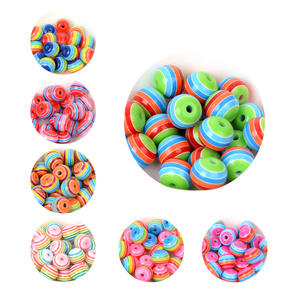 Bubblegum 8mm arc-en-ciel rayures perles de résine en plastique rondes en vrac pour la fabrication de bijoux bracelets à bricoler soi-même collier accessoires - Product Image 5