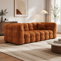 Canapé d'appoint 3 places de luxe nordique, revêtement en sherpa, coussin en latex et mousse, structure en bois robuste avec support à ressorts