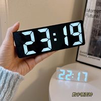 Jam Berwajah Cermin Bercahaya, Jam Meja, Ornamen Bergaya Alas, Layar Digital LED, Jam Alarm Elektronik