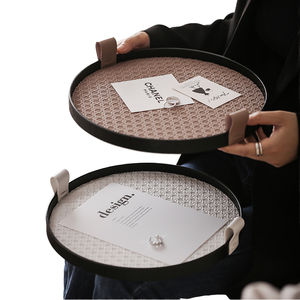 Bandeja de Almacenamiento de Madera Lacada de Estilo Vintage Moderno, Decoración de Hogar de Lujo para Sala de Estar - Product Image 4