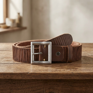 Modern Vintage Design Genuine <b>Cow</b> Hide Leather Belts Accessories Steel Buckle Eco-Friendly Waterproof 3.8CM Width India OEM ODM - Product Image 1