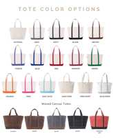 Sac fourre-tout en toile personnalisé avec monogramme brodé, couleur unie - Style preppy bateau et plage, sac de voyage hiver/printemps/été