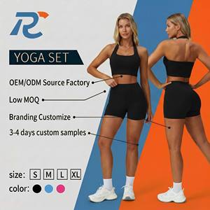 Women's Sets Halter Neck Stitched Yoga Bra High Waist Shorts Fitness & Yoga Wear Sportswear