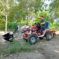 Mini tracteur à roues à livraison rapide, mini tracteur à quatre roues motrices, mini charrue, tracteur de 18 CV pour jardin et verger