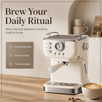Máquina de Espresso Comercial Semiautomática de Dos Grupos con Sistema de Agua Caliente y Molinillo Integrado, Espumador de Leche - Diseño Portátil