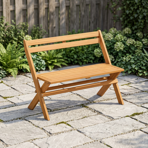 Banco Plegable de Madera de Teca Sólida para Jardín, Patio, Parque, Terraza, Balcón, Hotel o Resort, con Respaldo - Product Image 2