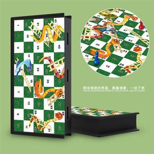 高品質卸売ポータブル磁気折りたたみチェスとラドゥー、スネークアンドラダーのゲームボードセット、子供向け教育エンターテイメント - Product Image 3