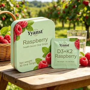Suplemento de vitamina D3 K2 en tiras orales de rápidas absorción de Raspberry, para energía, apoyo óseo natural y bienestar diario, 30 sobres, OEM - Product Image 6