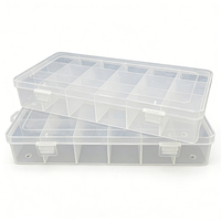 Boîte de rangement rectangulaire en PP recyclable en gros avec 18 compartiments détachables, boîte à bijoux