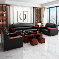 Klassisches Holz-Bürosofa-Set Chinesischer Hersteller Fabrikpreis Empfangs-Ledersessel Sofa Büromöbel
