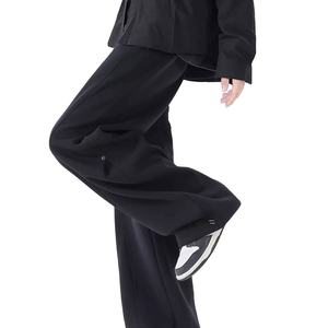 Pantalones Deportivos Anchos Color Gris Jaspeado para Hombre 2025 - Cordón y Botón a Presión, Estilo Casual Minimalista |   Personalizable - Product Image 6