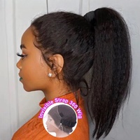 Perruque Invisible 360 Full HD Lace Glueless Kinky Straight en Cheveux Humains, Perruque Lace Front avec Cordon de Serrage, Perruque Frontale 360 de 30 Pouces