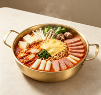 Marmite en acier inoxydable doré à double poignée avec couvercle en verre, compatible induction, pour ramen coréen et soupes, idéale pour la maison