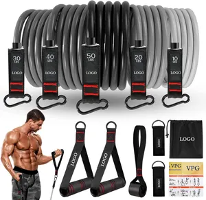 Sports 11 Piece Resistance Stretch Tube Strength Training Stretch Band Set Resistance Bands