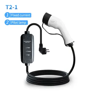 16A/32A type2 IEC elektrikli araç ile T2 sabit akım Pilot lamba şarj kazık taşınabilir elektrikli araç şarjı