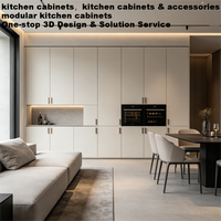 Armoire de rangement de cuisine modulaire personnalisée sans poignée, murale, en contreplaqué, écologique, pour projet de villa loft de luxe italienne