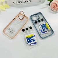 Fundas de teléfono con lente de revestimiento de lujo para iPhone 15 14 13 12 Pro 11, funda con soporte con cámara de vidrio templado