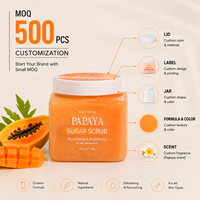 Private Label Wholesale Natural Hydrating Papaya Glowing Body Scrub Whitening Fruit Sugar Body Scrub Logo Exfoliate Sugar Scrub