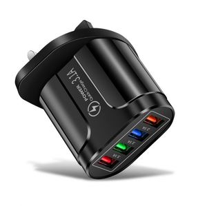 2024 New Arrival Luminous 4USB Electric Fast Charger QC3.0 15W PC Fireproof Material Travel Charger for Mobile Phone Smart Watch - Product Image 4