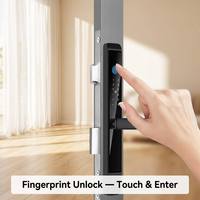 Serrure de porte intelligente à profilé en aluminium mince, contrôle par application Tuya WiFi, entrée sans clé par empreinte digitale biométrique pour portes coulissantes en verre étroites