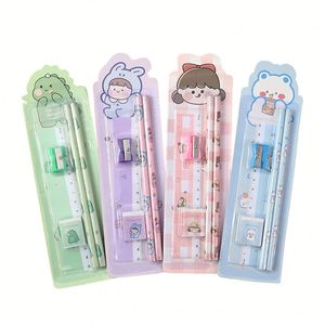 X415 Ensemble de papeterie scolaire mignon pour étudiants et enfants, cadeau de Noël, crayon HB avec gomme et taille-crayon, impression de dessins animés, crayon HB - Product Image 1