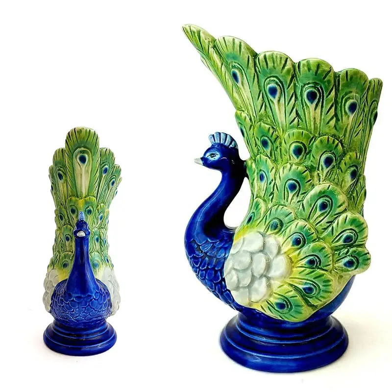 Wholesale Hawaii tiki mugs creative cocktail glasses handmade custom ceramic Peacock Tiki Mug cups for bar