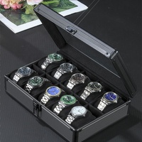 Boîte de rangement pour montres en alliage d'aluminium à 10 emplacements avec fenêtre en verre verrouillable pour montres de luxe pour hommes, vente en gros OEM