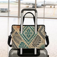Sac pour ordinateur portable matelassé à imprimé floral Art Déco tropical personnalisé, motif Kapa Hawaïen, pour le shopping, les voyages et le transport quotidien