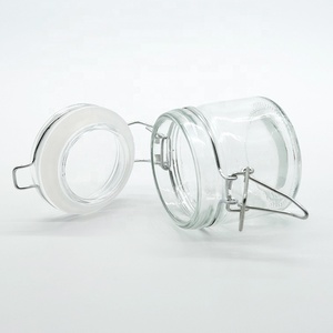 Độc đáo 50ml Swing Top lọ thủy tinh thủy tinh nhỏ rõ ràng vuông lọ thủy tinh với Swing Top cho Nut Sauce mứt thực phẩm lưu trữ container - Product Image 2