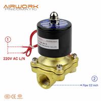 Válvula Solenoide de Latón Serie 2W Normalmente Cerrada/Abierta 12V 24V 220V CA CC Control Eléctrico para Agua, Aceite, Aire Puerto de 1/8"-2"