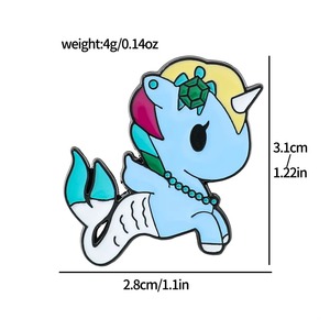 เข็มกลัดเคลือบโลหะผสมสังกะสีลายใหม่ขายส่งสำหรับทุกเพศ ลายอนิเมะยูนิคอร์น สำหรับตกแต่งเสื้อผ้า DIY - Product Image 2