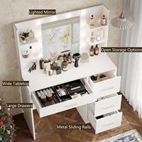 Coiffeuse LED avec miroir tactile et tiroirs pour chambre à coucher