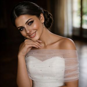 YouLaPan VG73 R da donna in morbida maglia con decorazione a spalla di perle accessori per feste abito da sposa con <span class=keywords><strong>Top</strong></span> <span class=keywords><strong>Bolero</strong></span> a tracolla - Product Image 4