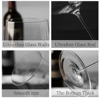 Verre à vin en cristal soufflé à la main sans plomb avec logo personnalisé, verre à vin rouge ultra-fin, verre à vin de Bordeaux pour fête, mariage
